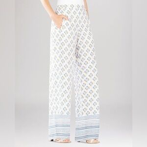 BCBGMAXAZRIA CANVAS COMBO JOAN PRINTED WIDE LEGE PANTS SIZE MEDIUM